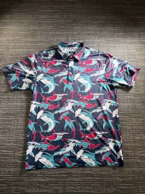Waggle Hammerhead Shark Golf Polo Shirt Firestone Country Club Size L